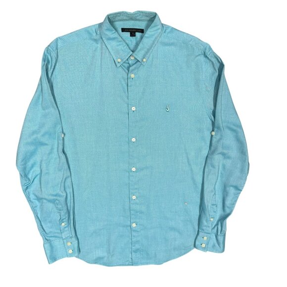 John Varvatos USA Mens Long Sleeve Shirt Button Down Blue Cotton Medium - Picture 1 of 8